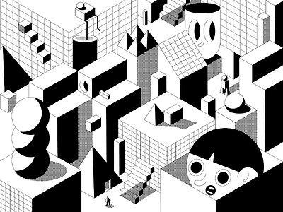 Geometric jungle abstract blackwhite characterdesign design flat geometry graphic head illustration vector