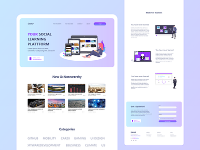 Landing Page for the Social Learning Network SWAP bitbithooray branding courses elearning illustration landing page minimal social media social network ui ux vector website