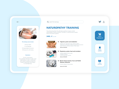 Online Shop for Medical Training Courses bitbithooray blue blue and white course education icons medical medicine minimal online store shop shopping shopping app training ui ux