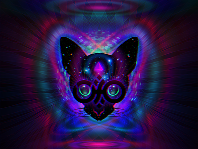 Psycat cat cosmos eyes glasses logo orbit psy segment triangle ufo