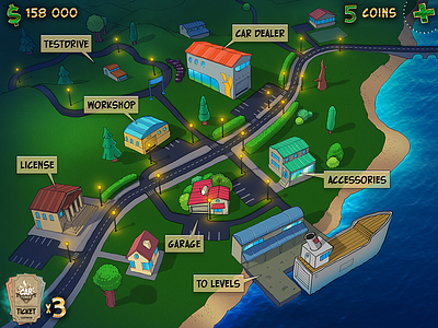 "Car Tunes" Game menu-map arcade game map menu testdrive