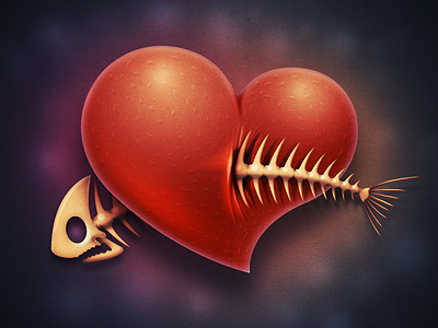 Lovebone bone fish heart