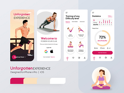 PowerHour Club - Your workouts, your way, preplanned every day! branding dribbbleinspiration dribbbleinspiration fitness app fitnessapp androidapp ui fitnessapp ios ui fitnessappui fitnessappux fitnesscompanion healthappui personalizedworkouts powerhourclubappui ui