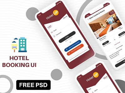 Hotel Booking App with iPhone X Compatible android app app apps application design flat free psd ios iphone xs iphone xs max iphone xs mockup psd ui ux web