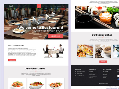 Restaurant website template UI PSD