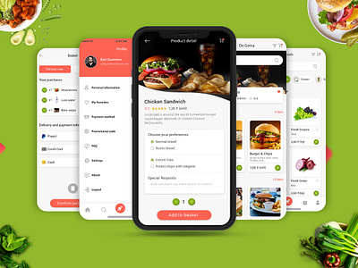 Fresh Food UI Concept Design PSD android app app apps application booking app design flight booking app free psd ios profile psd register template ui user profile vector