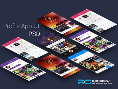 5 App Profile UI PSD