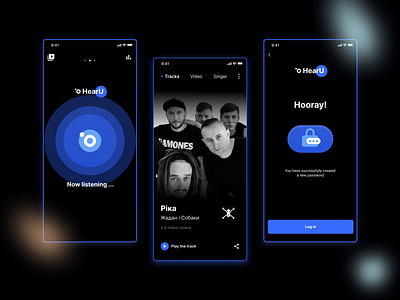 Listening App HearU app illustration listening logo mobile music play singer ui
