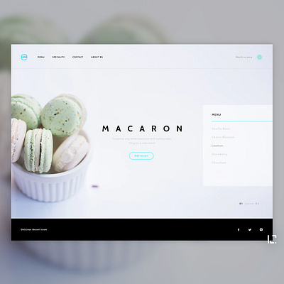 Sweet shop Macaron blue and white landing page light menu menu card shop sweet uidesign uxdesign web webdesign