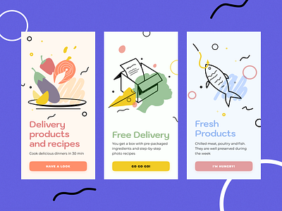 Food Delivery app art box cook delivery design flat food food app free fresh icon illustration kitchen pro create products recipes ui ux vector