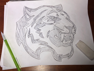 Tiger Sketch cat concept custom design hand drawn illustration mascot sketch teeth tiger wip
