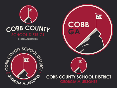 Cobb County School District Achievement Logo Set achieve badge cobb design flag georgia lockup logo mountain school set system