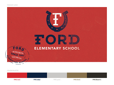 Ford Elementary School Logo badge badgehunting brand branding design f guidelines horseshoe identity lettering lockup logo school