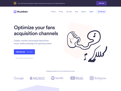 Musicdata landing page home