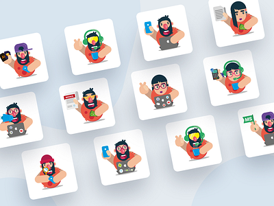 Characters of the teams character design daily art dribbble flat flat character flat character design icon illustraion illustrator inspiration practice team vector