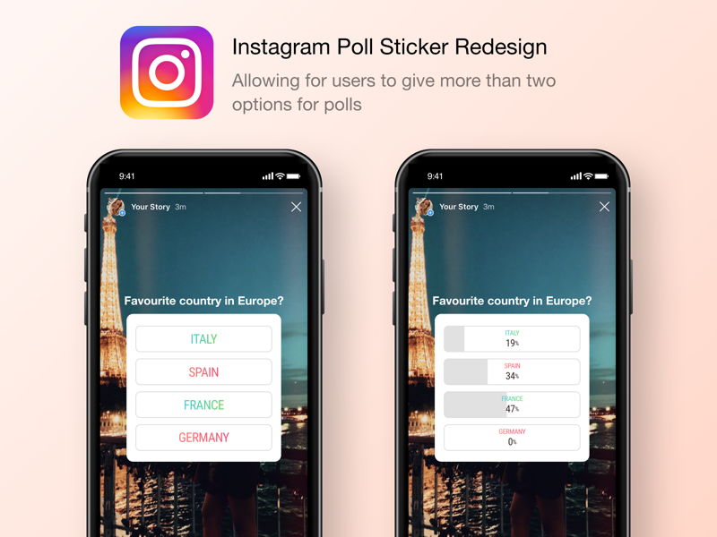 Instagram poll sticker redesign by Millie Powell on Dribbble