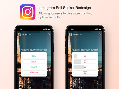 Instagram poll sticker re-design instagram sketch ui design ux design