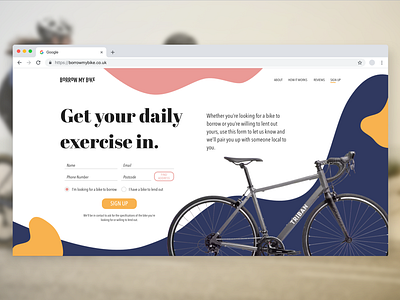 ‘Borrow my Bike’ Webpage UI Design