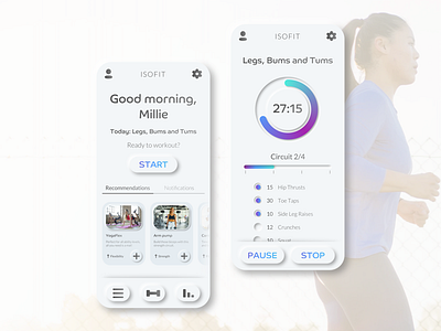 Concept fitness app UI design