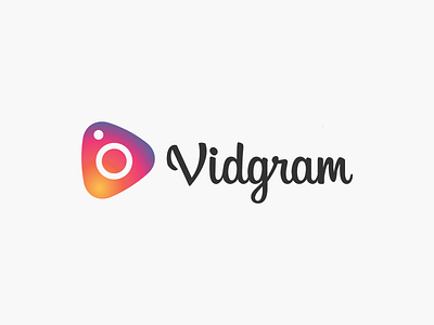 Vidgram clean design instagram logo logotype playbutton simple typography vector video wordmark youtube