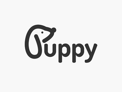 puppy logo animal clean design dog flat illustration logo logotype puppy simple typography vector wordmark young dog