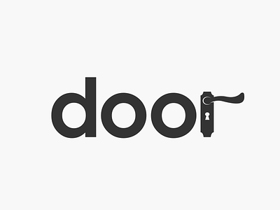 door logo wordmark clean design door door handle flat illustration logo logotype simple typography vector wordmark