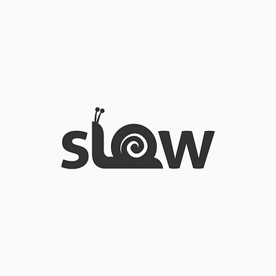 slow clean design flat logo simple slow snail typography vector wordmark