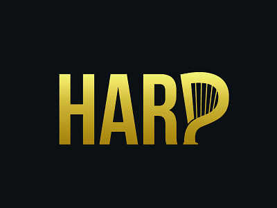 harp wordmark clean design flat harp illustration logo music simple typography vector wordmark