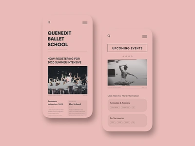 Ballet School Redesign - Introducing Dance Education animation app ballet branding clean courses dance dancer design illustration landing page logo mobile design ui uidesign uiux uxdesign vector website white