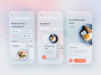 Food Delivery App - Health and Wellness with Food animation app app design brightlab delivery app design food app glassmorphism graphic design illustration interface mobile mobile app mobile design typography ui uidesign ux uxdesign web design