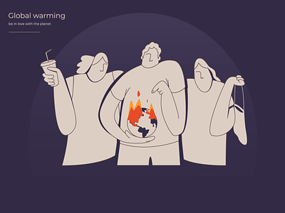 Illustration | Wildfires Accelerate Global Warming animation app design branding brightlab design ecology global warming graphic design illustration interface planet typography ui uidesign ux uxdesign warming web design wildfire