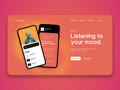 Musicer app Design app app design artists band concept fall colors listen to music music premium singers streaming service subscription webdesign