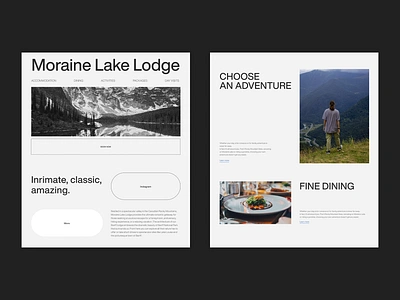 ✉️ Moraine Lake Lodge Website | Moraine Lake Lodge agency animation branding clean design desktop graphic design illustration landing page motion graphics portfolio redesign studio ui uidesign ux design uxdesign visual webdesign website