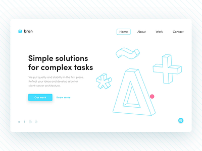 Bran Platform - simple web solutions 3d figures branding cloud service development agency digital agency homepage line objects web solutions
