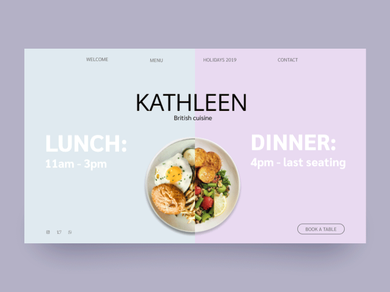 🍴Website for the restaurant "KATHLEEN"🍴 branding concept creative agency figma food landing page meal planner motion design restaurant website website design
