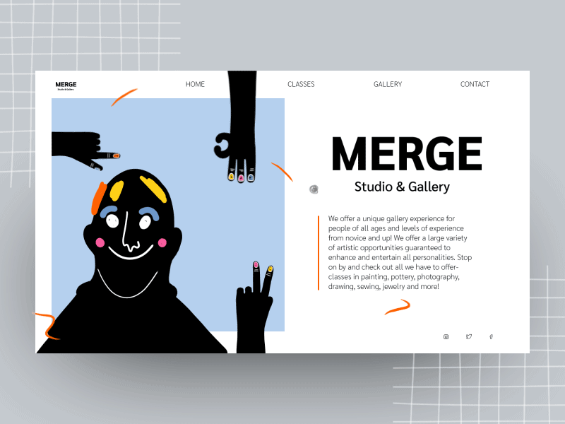 Studio & Gallery "MERGE"- Homepage animations creative design drawingart gallery illustrations sketch web studio website