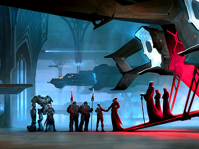 Join The Best 2d aleksey litvishkov art illustration sci fantasy sci fi spaceport spaceship xsolla