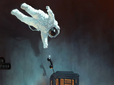 And falling up... 2d aleksey litvishkov art astronaut cosmos falling home phone illustration phone