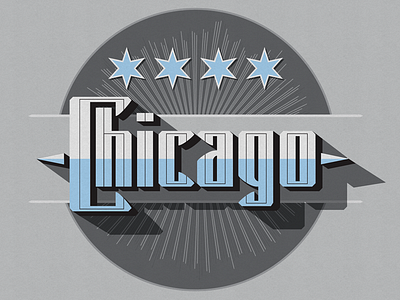 Sanborn Map Style Chicago Emblem badge chicago city emblem sanborn maps shadow stars type