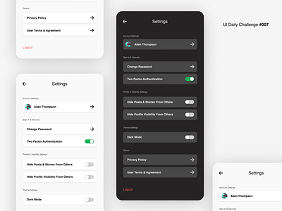 Daily UI #007 - Settings Page