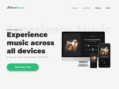 Music Web App landing page - UI Challenge dailyuichallenge music app uidesign webdesign