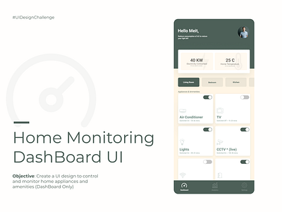 Home Monitoring DashBoard - Daily UI Challenge dailyui dailyuichallenge homemonitoring uidesign