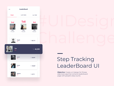 LeaderBoard Design - Daily UI Challenge dailyui fitnessapp leaderboard uichallenge