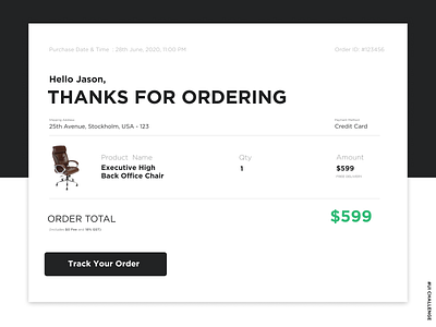 Email Receipt Design for a Product Purchase