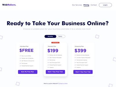 Pricing Plan for Website Builder dailyuichallenge pricing page uidesignchallenge webdesignagency