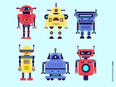 Robot Illustrations Pack of 6