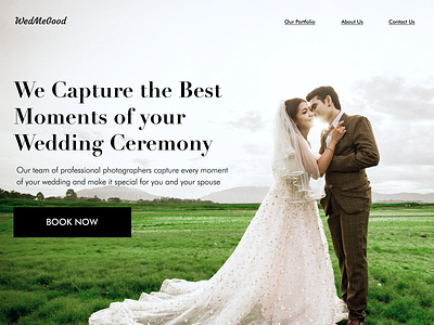 Professional Wedding Photographers Website Homepage