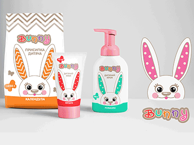 bunny branding design flat illustration logo vector
