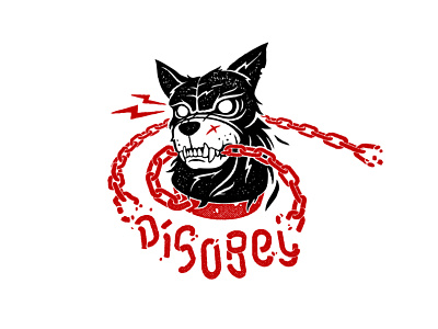 disobey chain disobey dog illustration logo typography vector