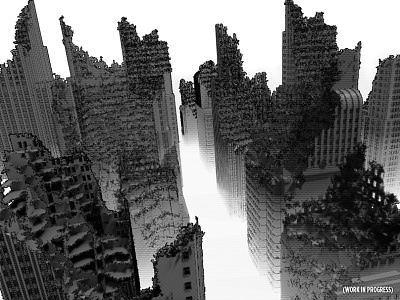 ruins (work in progress) city disaster halftone illustration ruins skyscrapers